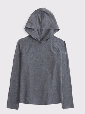 Abercrombie Kids YPB Neoknit Active Logo Popover Hooded Grey Shirt Size 13/14